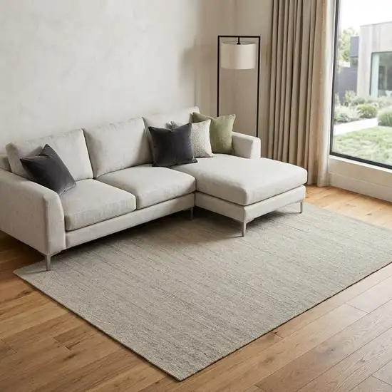 Ivory And Off White Wool Hand Knotted Area Rug Photo 1