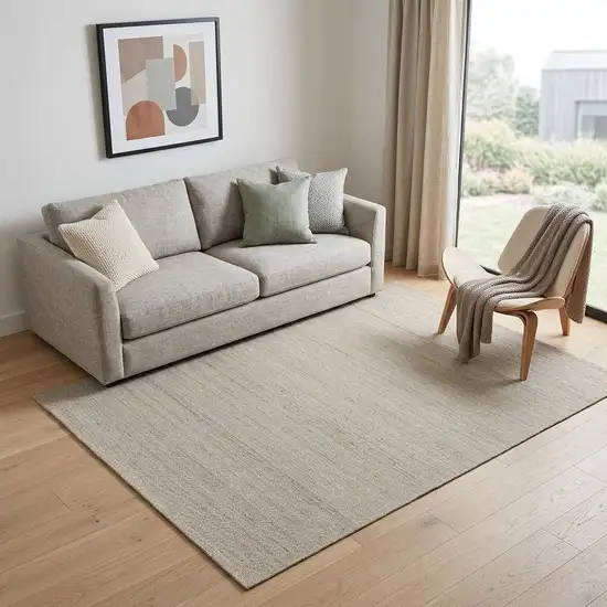 Ivory And Off White Wool Hand Knotted Area Rug Photo 1