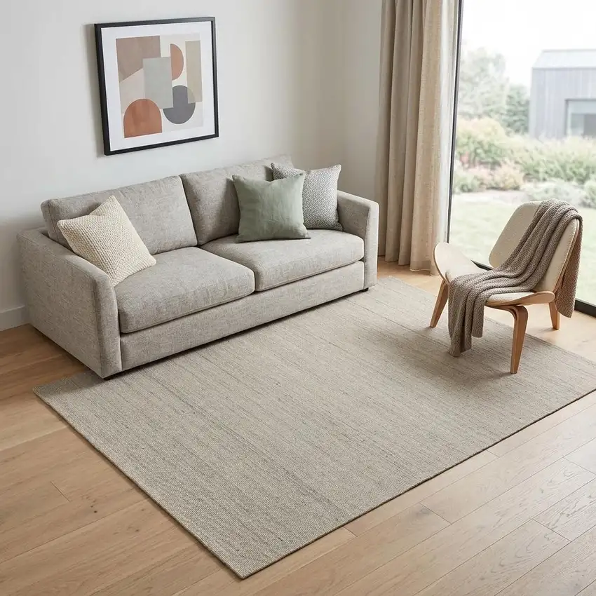 Ivory And Off White Wool Hand Knotted Area Rug Photo 1