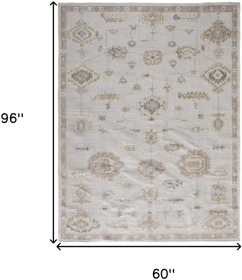 Ivory And Orange Floral Hand Knotted Stain Resistant Area Rug Photo 7