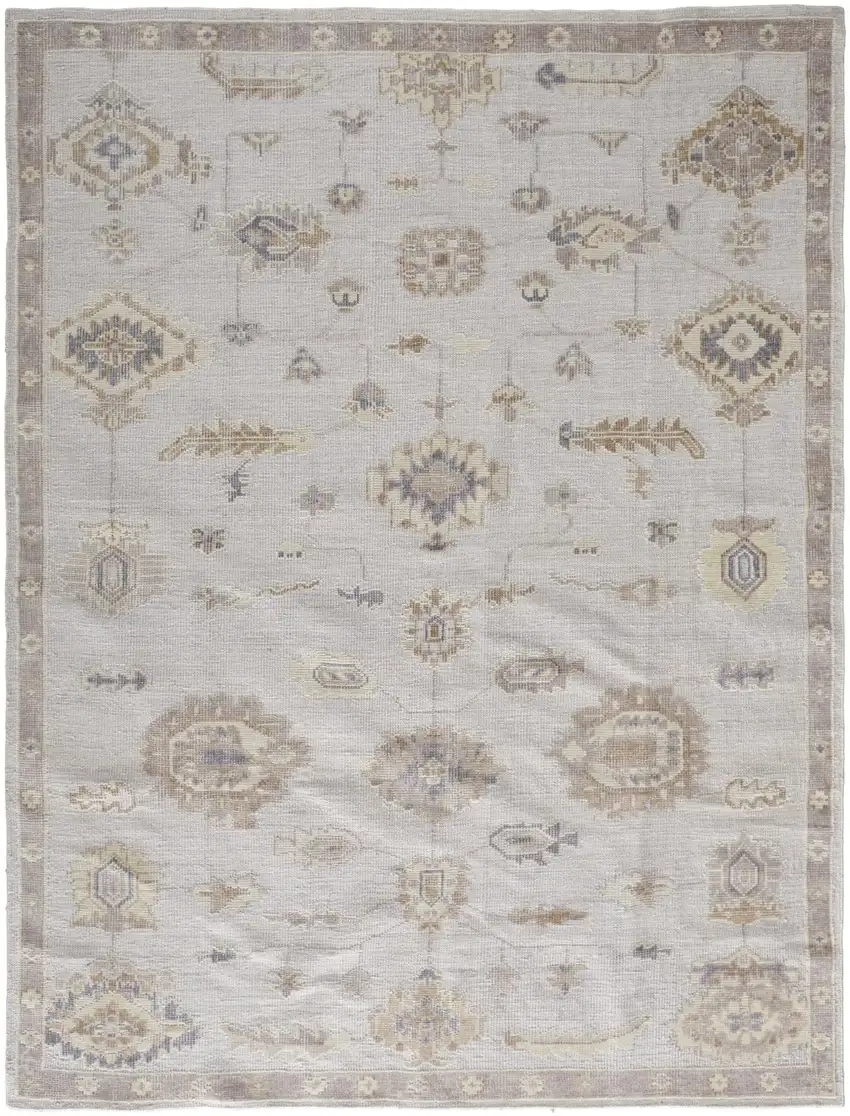 Orange and Ivory Floral Hand Knotted Area Rug Photo 8