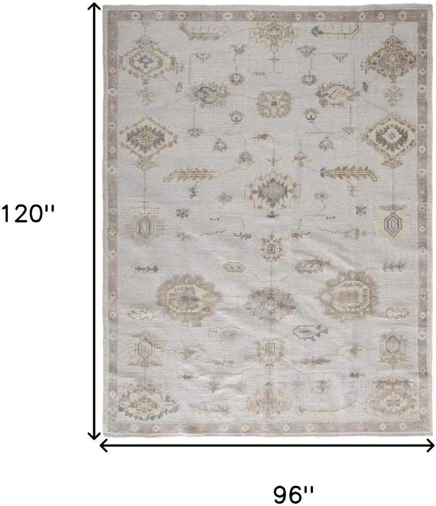 Ivory And Orange Floral Hand Knotted Stain Resistant Area Rug Photo 4