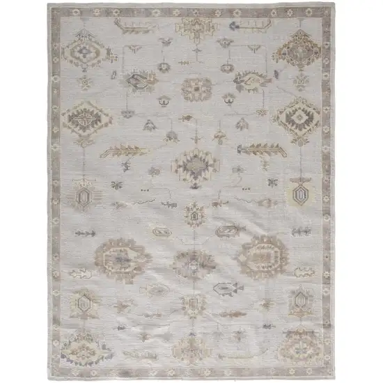 Ivory And Orange Floral Hand Knotted Stain Resistant Area Rug Photo 9