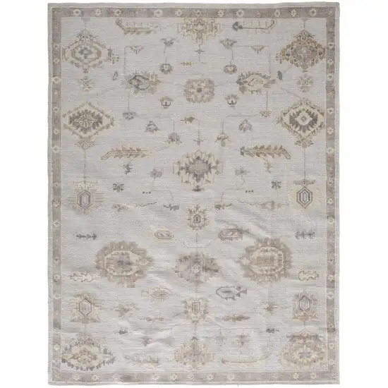 Ivory And Orange Floral Hand Knotted Stain Resistant Area Rug Photo 2