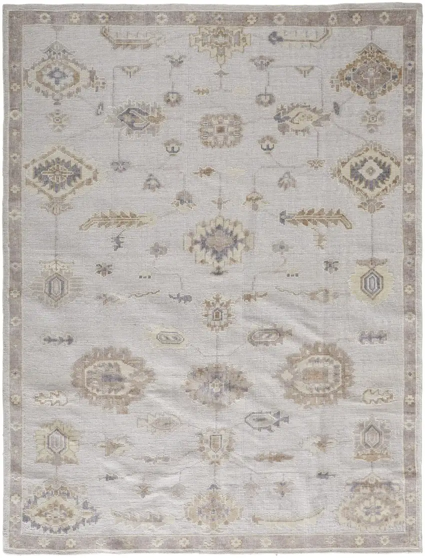 Ivory And Orange Floral Hand Knotted Stain Resistant Area Rug Photo 1