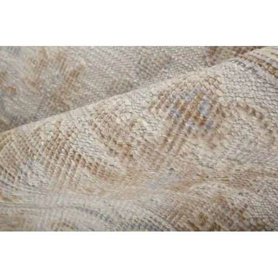 Ivory And Orange Floral Hand Knotted Stain Resistant Area Rug Photo 9