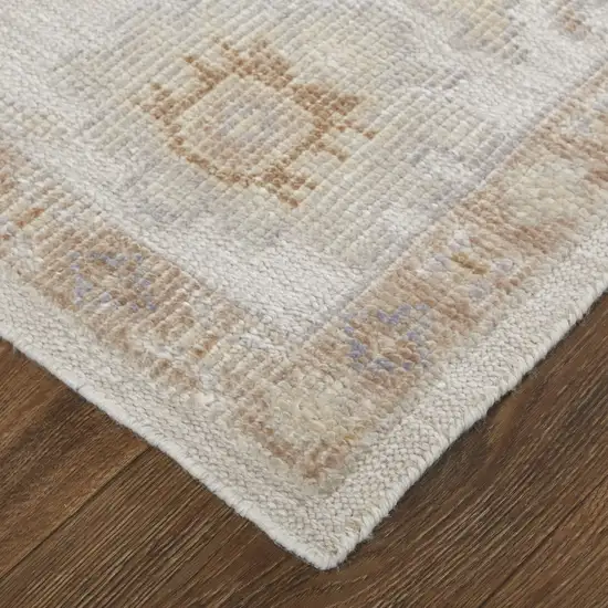 Ivory And Orange Floral Hand Knotted Stain Resistant Area Rug Photo 6