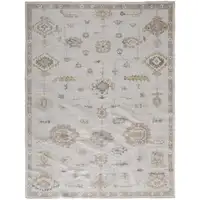 Photo of Ivory And Orange Floral Hand Knotted Stain Resistant Area Rug