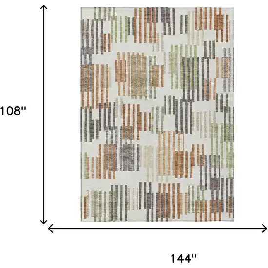 Ivory And Orange Striped Washable Indoor Outdoor Area Rug Photo 6