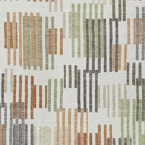 Ivory And Orange Striped Washable Indoor Outdoor Area Rug Photo 2