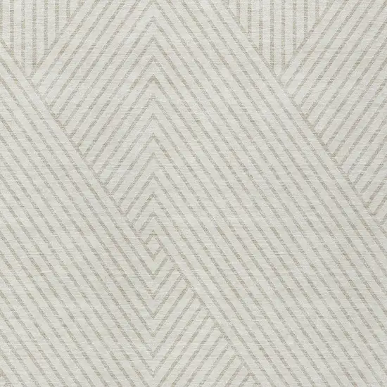 Ivory And Pale Beige Geometric Washable Indoor Outdoor Area Rug Photo 5