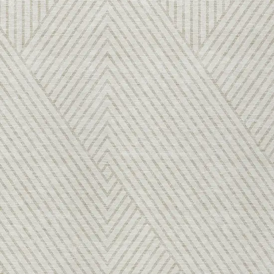 Ivory And Pale Beige Geometric Washable Indoor Outdoor Area Rug Photo 5