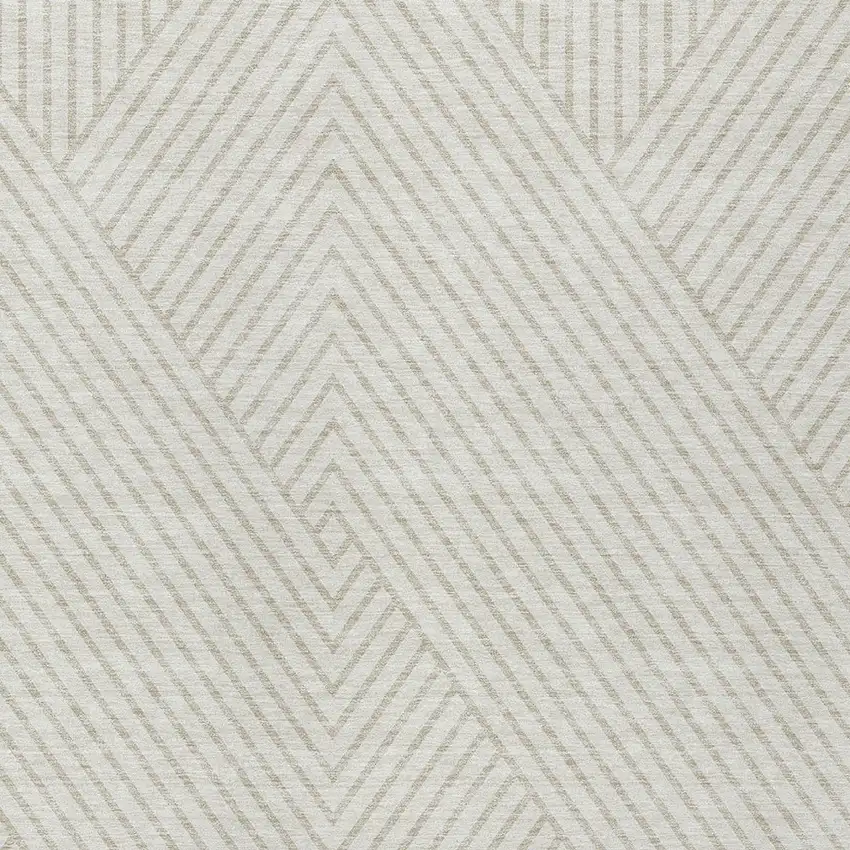 Ivory And Pale Beige Geometric Washable Indoor Outdoor Area Rug Photo 5