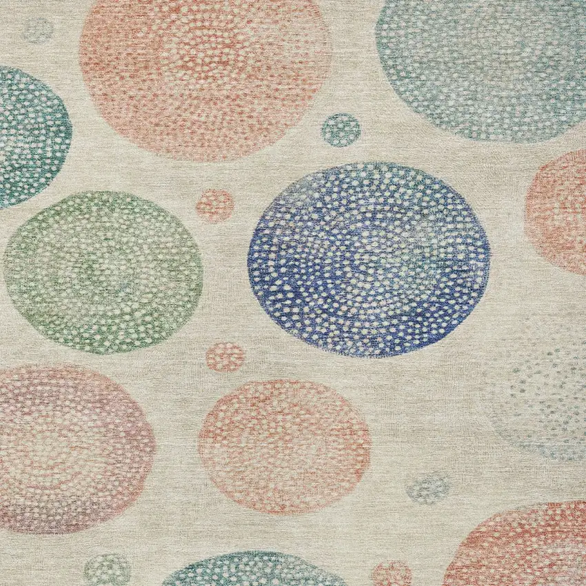 Ivory And Peach Geometric Washable Indoor Outdoor Area Rug Photo 8