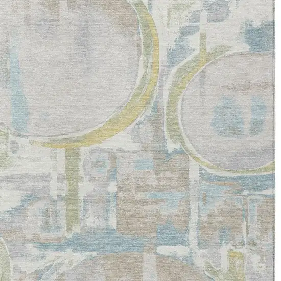 Ivory And Pearl Abstract Washable Indoor Outdoor Area Rug Photo 2