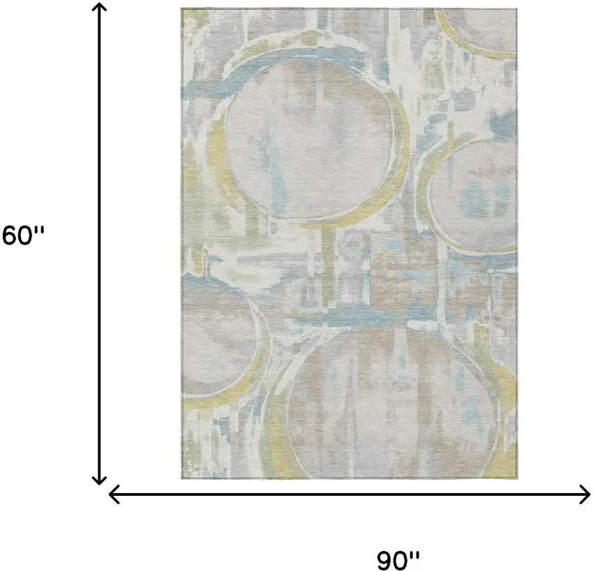 Ivory And Pearl Abstract Washable Indoor Outdoor Area Rug Photo 6