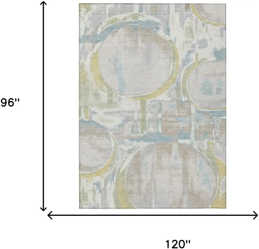 Ivory And Pearl Abstract Washable Indoor Outdoor Area Rug Photo 6