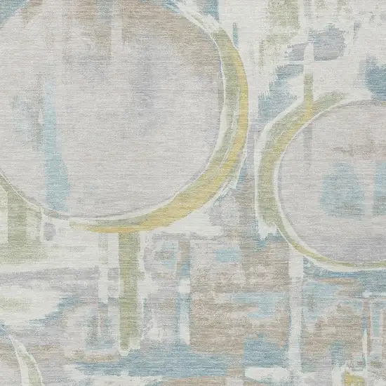 Ivory And Pearl Abstract Washable Indoor Outdoor Area Rug Photo 2