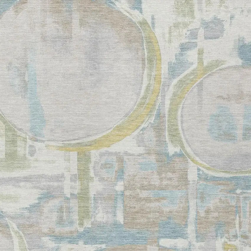 Ivory And Pearl Abstract Washable Indoor Outdoor Area Rug Photo 2