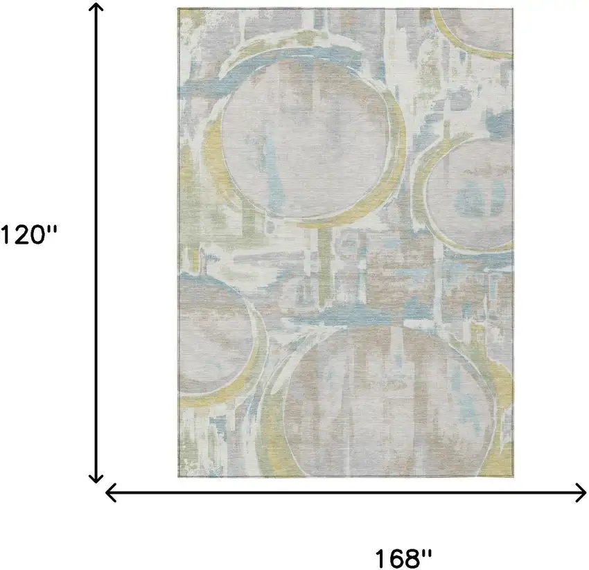 Ivory And Pearl Abstract Washable Indoor Outdoor Area Rug Photo 6