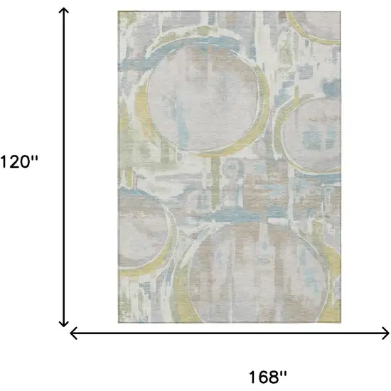 Ivory And Pearl Abstract Washable Indoor Outdoor Area Rug Photo 6