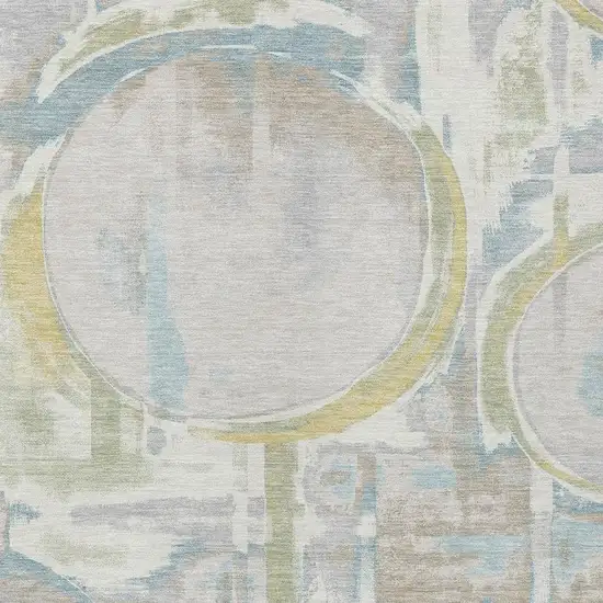 Ivory And Pearl Abstract Washable Indoor Outdoor Area Rug Photo 2