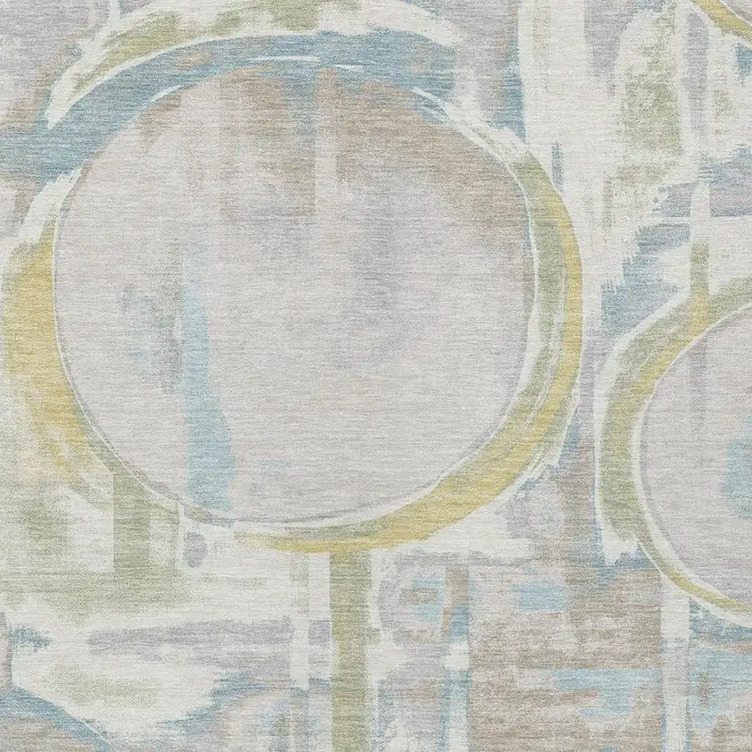Ivory And Pearl Abstract Washable Indoor Outdoor Area Rug Photo 2
