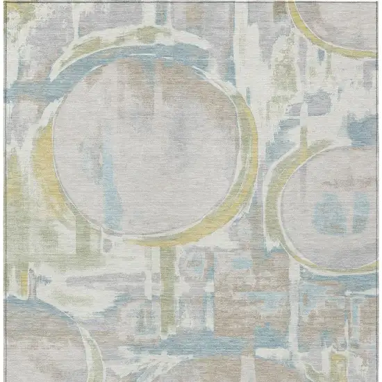 Ivory And Pearl Abstract Washable Indoor Outdoor Area Rug Photo 3