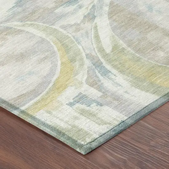 Ivory And Pearl Abstract Washable Indoor Outdoor Area Rug Photo 4