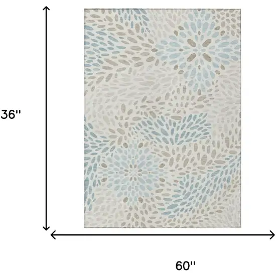 Ivory And Pearl Abstract Washable Indoor Outdoor Area Rug Photo 6