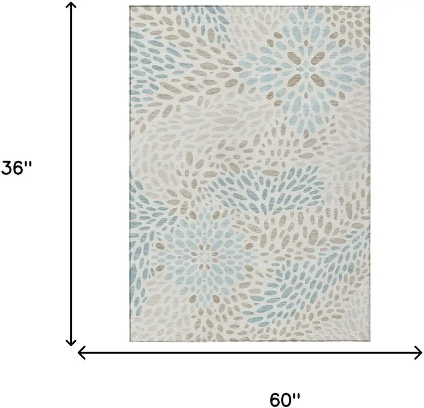 Ivory And Pearl Abstract Washable Indoor Outdoor Area Rug Photo 6