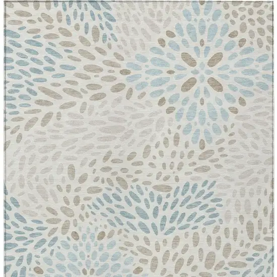 Ivory And Pearl Abstract Washable Indoor Outdoor Area Rug Photo 3