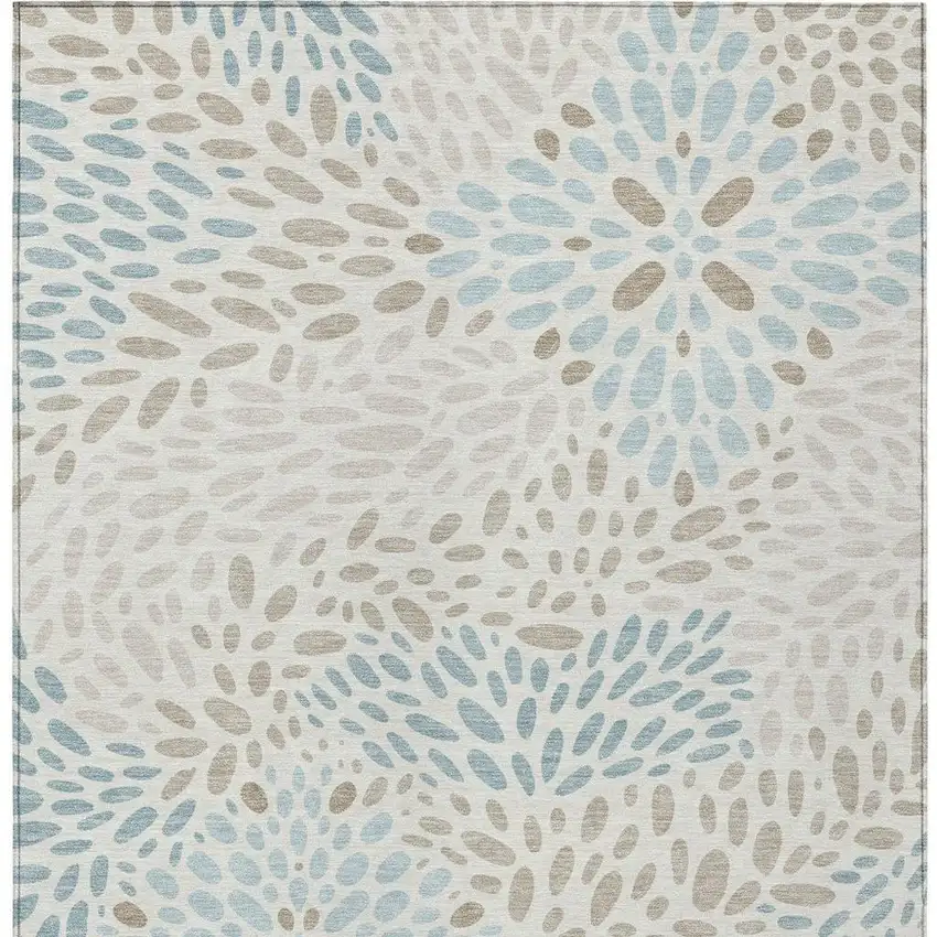 Ivory And Pearl Abstract Washable Indoor Outdoor Area Rug Photo 3