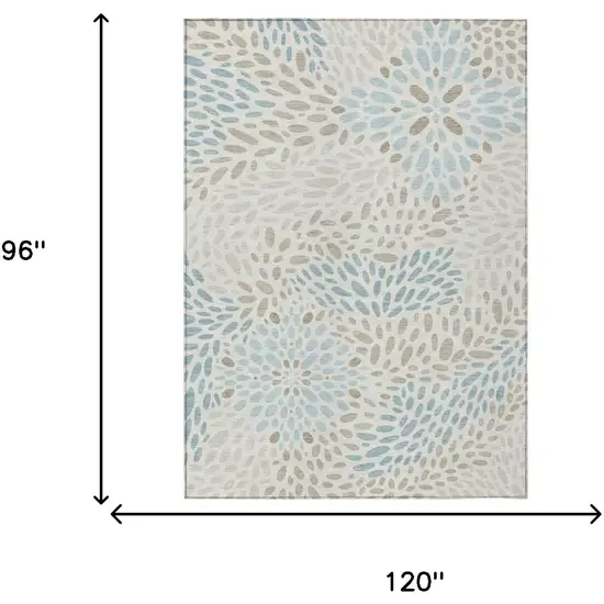 Ivory And Pearl Abstract Washable Indoor Outdoor Area Rug Photo 6