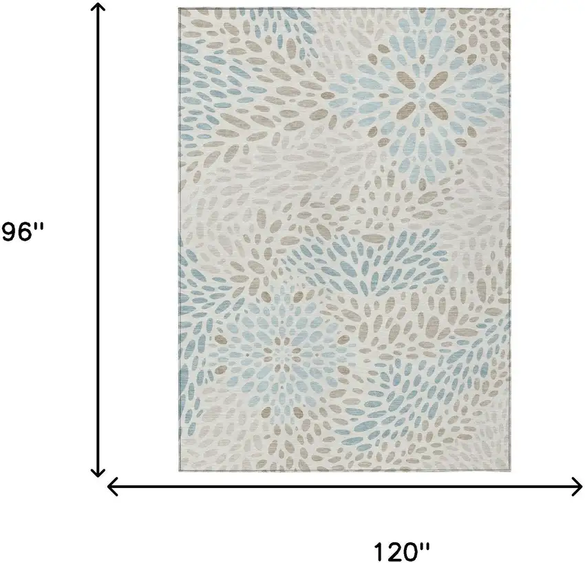 Ivory And Pearl Abstract Washable Indoor Outdoor Area Rug Photo 6