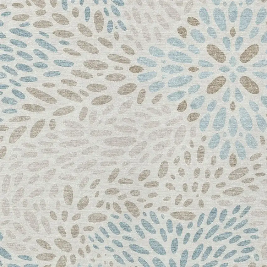 Ivory And Pearl Abstract Washable Indoor Outdoor Area Rug Photo 2