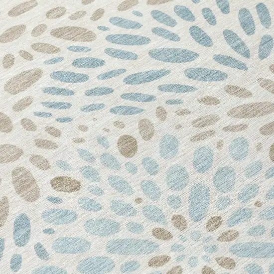 Ivory And Pearl Abstract Washable Indoor Outdoor Area Rug Photo 5