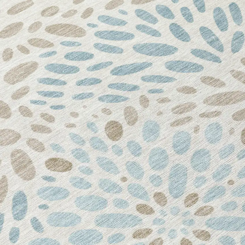 Ivory And Pearl Abstract Washable Indoor Outdoor Area Rug Photo 5