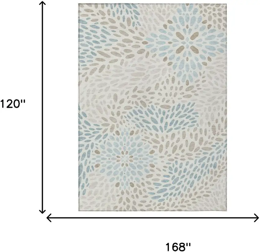 Ivory And Pearl Abstract Washable Indoor Outdoor Area Rug Photo 6