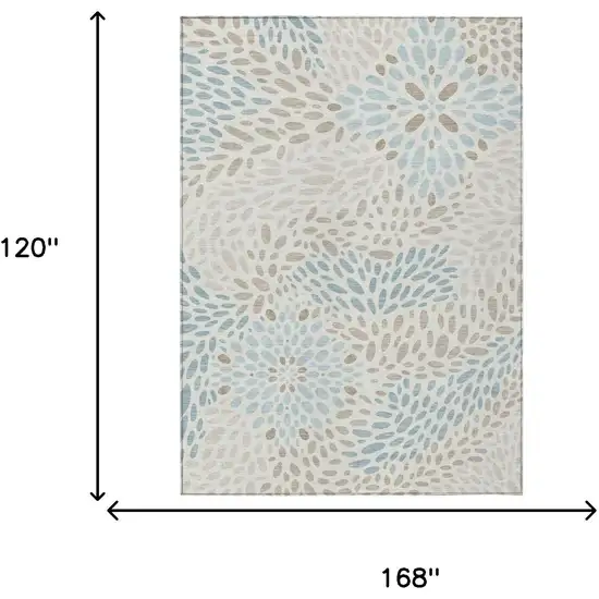 Ivory And Pearl Abstract Washable Indoor Outdoor Area Rug Photo 6