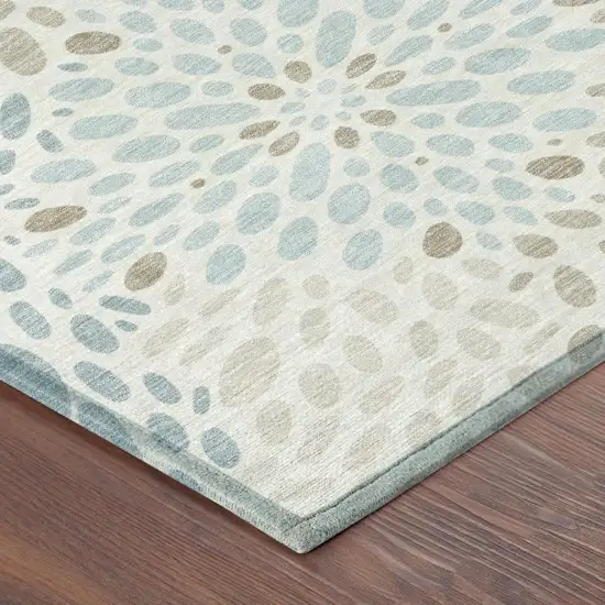 Ivory And Pearl Abstract Washable Indoor Outdoor Area Rug Photo 4