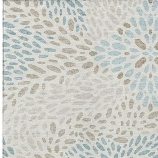Ivory And Pearl Abstract Washable Indoor Outdoor Area Rug Photo 2