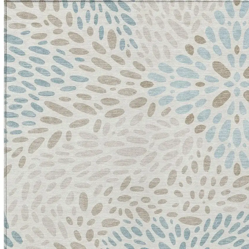 Ivory And Pearl Abstract Washable Indoor Outdoor Area Rug Photo 2