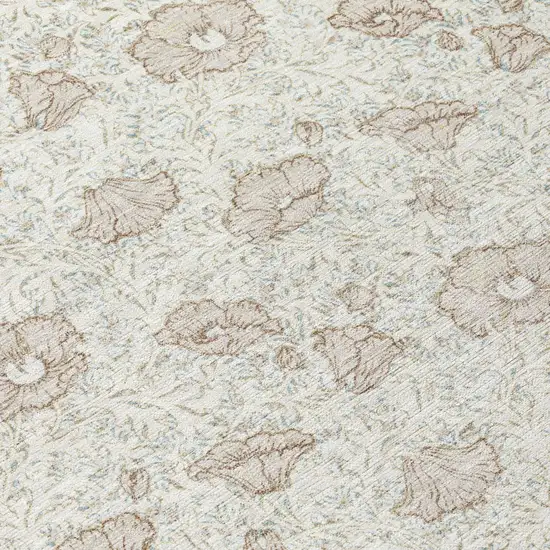 Ivory And Pearl Floral Washable Indoor Outdoor Area Rug Photo 4
