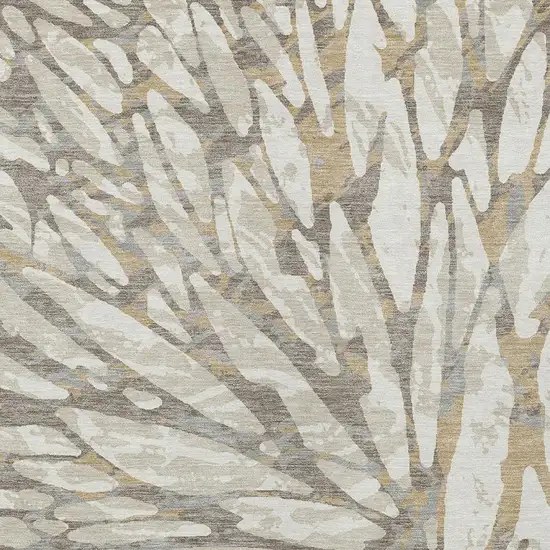 Ivory And Pewter Abstract Washable Indoor Outdoor Area Rug Photo 5