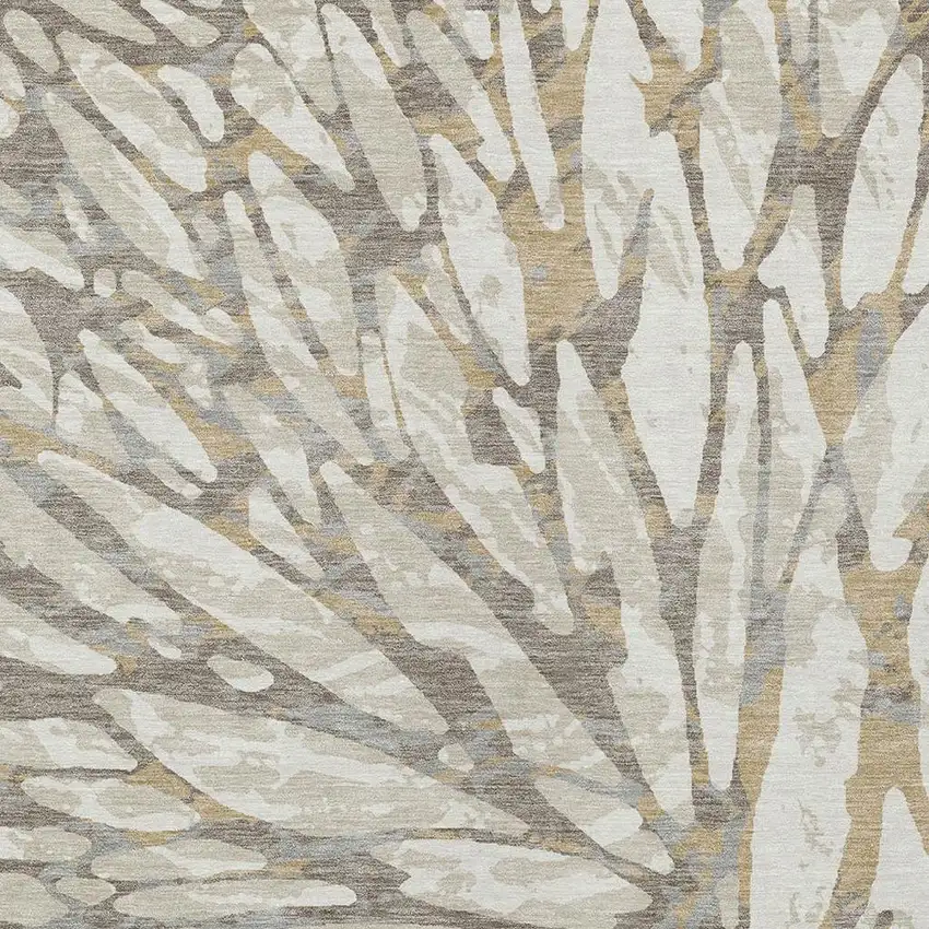 Ivory And Pewter Abstract Washable Indoor Outdoor Area Rug Photo 5