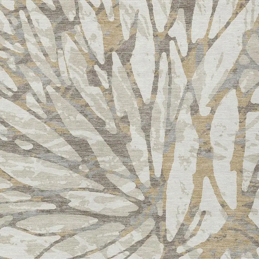 Ivory And Pewter Abstract Washable Indoor Outdoor Area Rug Photo 3