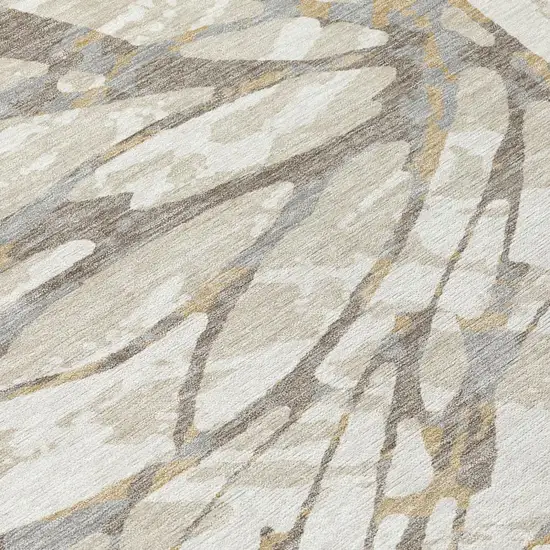 Ivory And Pewter Abstract Washable Indoor Outdoor Area Rug Photo 8