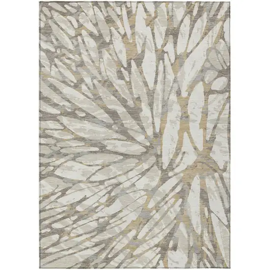 Ivory And Pewter Abstract Washable Indoor Outdoor Area Rug Photo 2