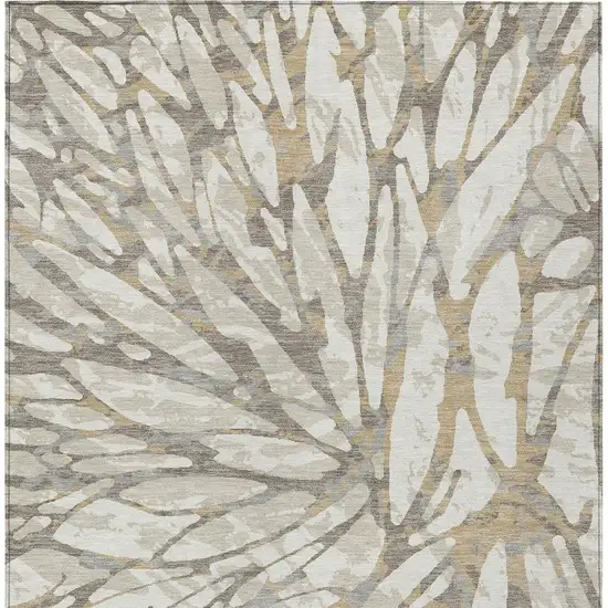 Ivory And Pewter Abstract Washable Indoor Outdoor Area Rug Photo 6